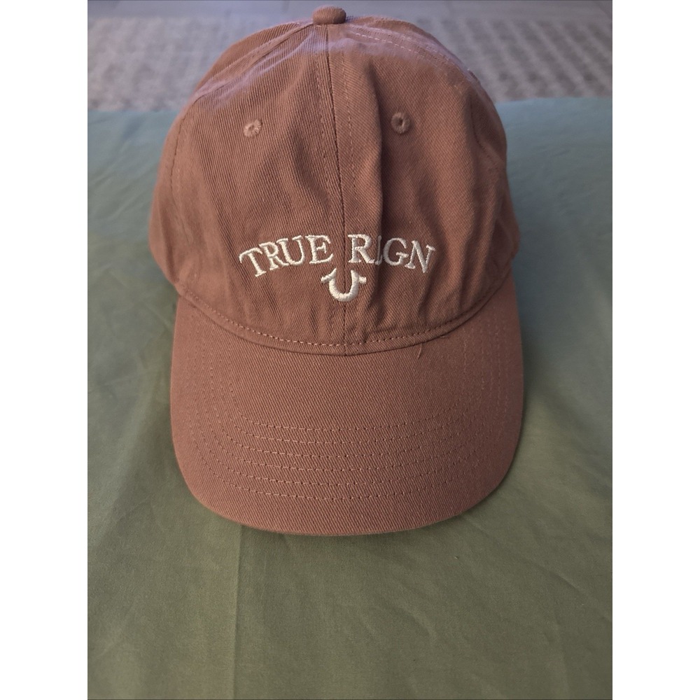 True Religion Logo Strapback Baseball Hat Pink Dusty Rose Y2K